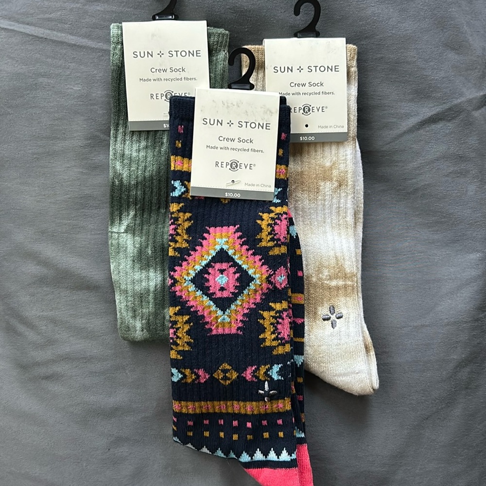 Sun + Stone 3 pairs crew socks